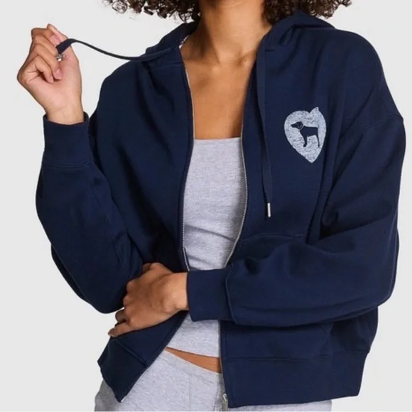 Victoria’s Secret PINK Limited Edition Dog Campus Full Zip Hoodie - Picture 1 of 10